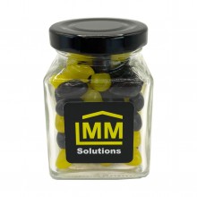 Small Square Glass Jar with Jelly Beans 100g